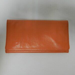 Latico Leather orange Clutch Wallet Magnetic closure organizer 8" x 4" NEW